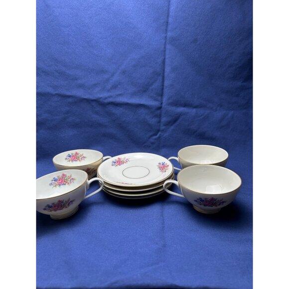 Rosenthal Bavaria Vintage 4 Teacup & Saucer Set With Floral Design German 282443 - Picture 12 of 12